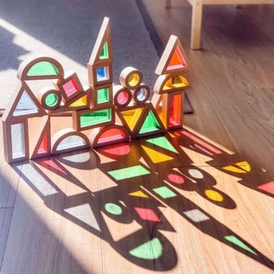 Blocs Sensoriels Arc-en-Ciel Montessori en Bois – LumiPlay™