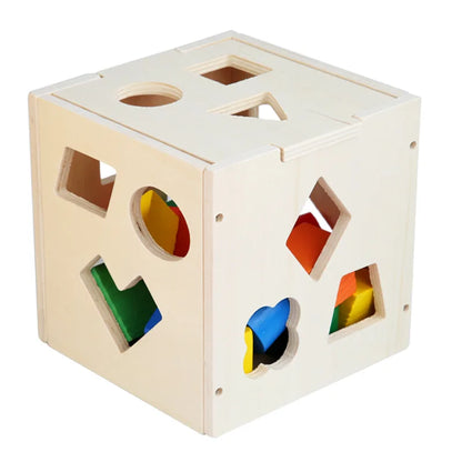 Boîte Montessori de Tri des Formes — Cube en Bois Éducatif 3D