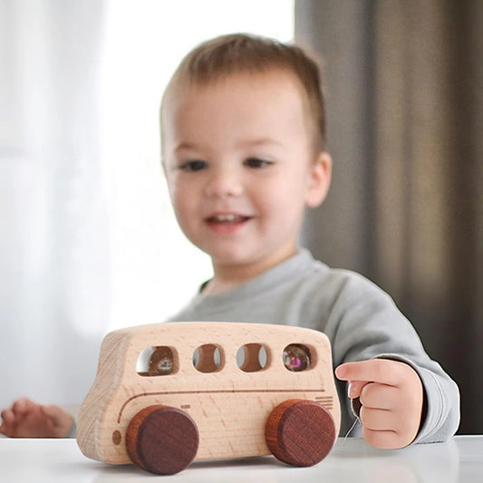 Petit Bus Montessori en Bois | Jouet d’Éveil Naturel & Motricité Fine