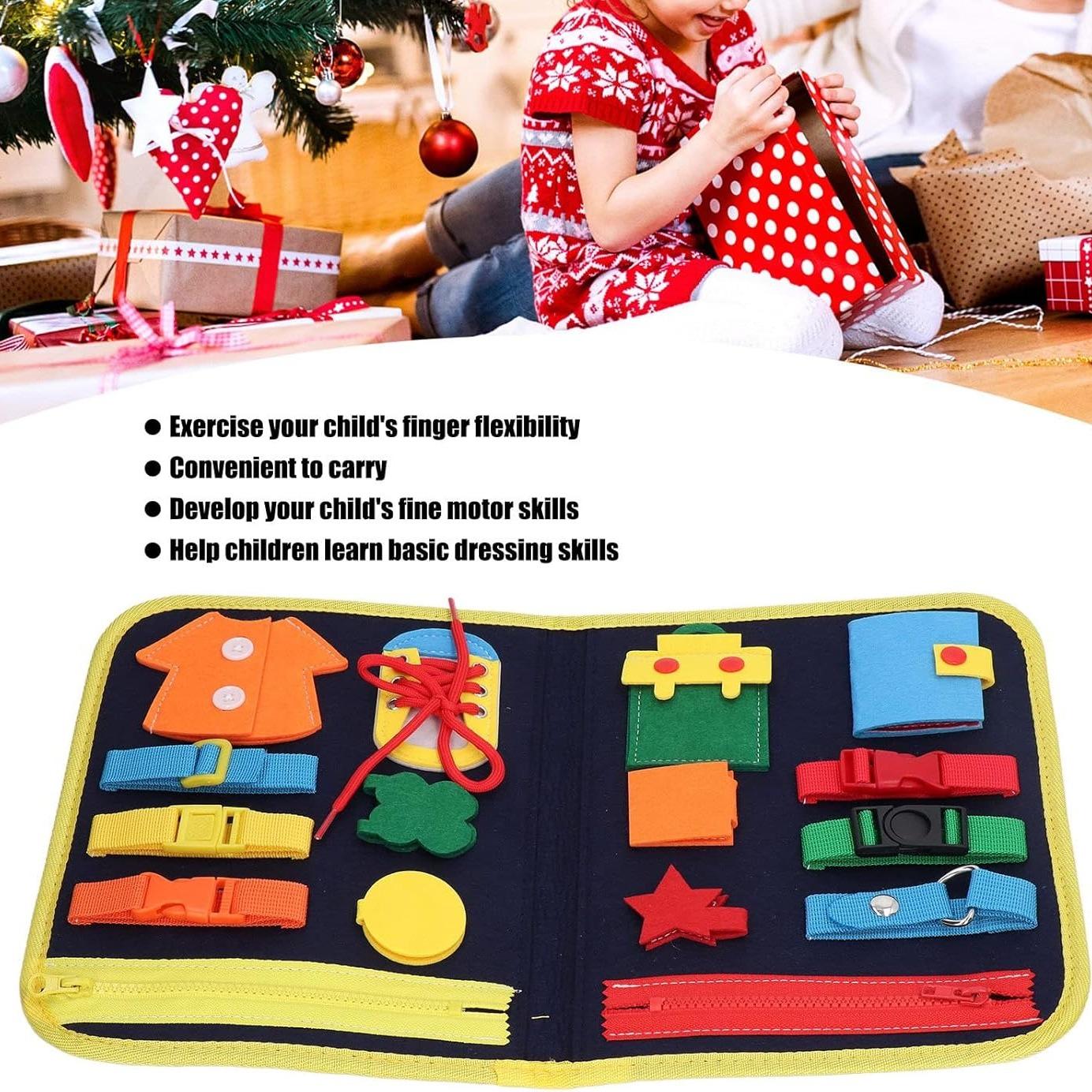 Livre Sensoriel Montessori 25-en-1 – Jouet Éducatif et Motricité Fine