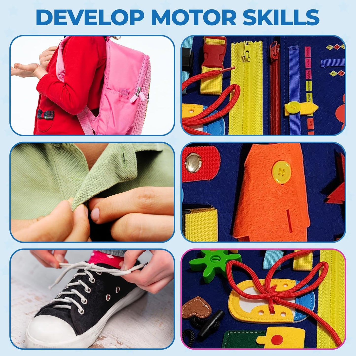 Livre Sensoriel Montessori 25-en-1 – Jouet Éducatif et Motricité Fine