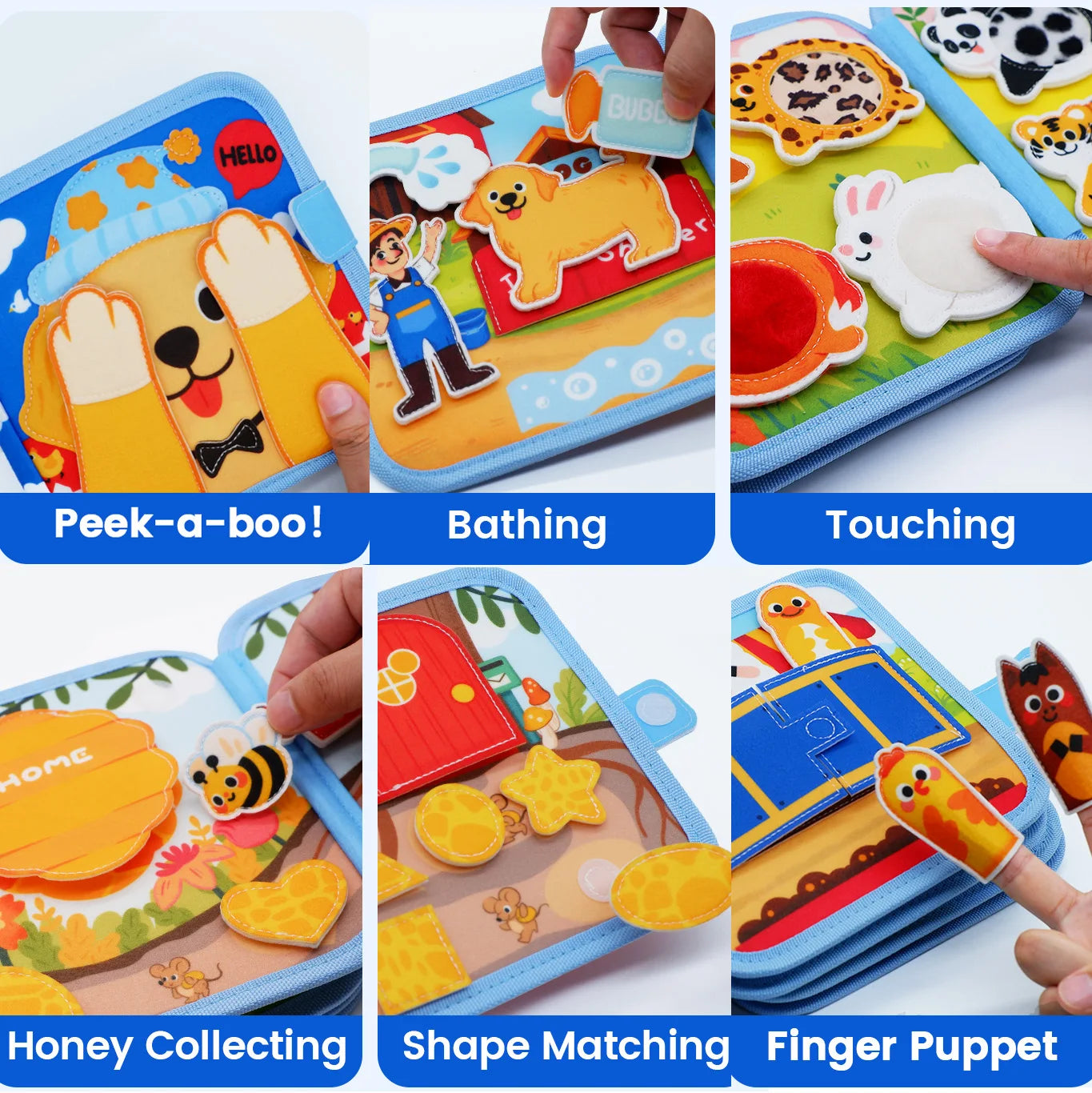 Livre sensoriel éducatif en feutre pour la motricité fine