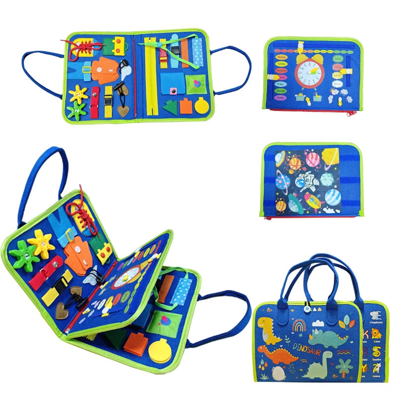 Livre Sensoriel Montessori 25-en-1 – Jouet Éducatif et Motricité Fine