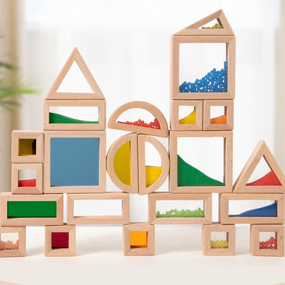 Blocs Sensoriels Arc-en-Ciel Montessori en Bois – LumiPlay™
