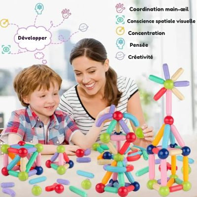 Bâtons magnétiques Montessori – Blocs de construction créatifs