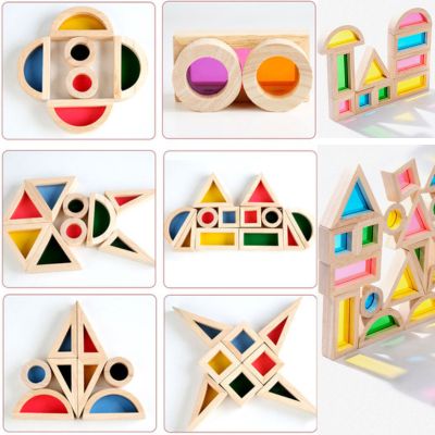 Blocs Sensoriels Arc-en-Ciel Montessori en Bois – LumiPlay™
