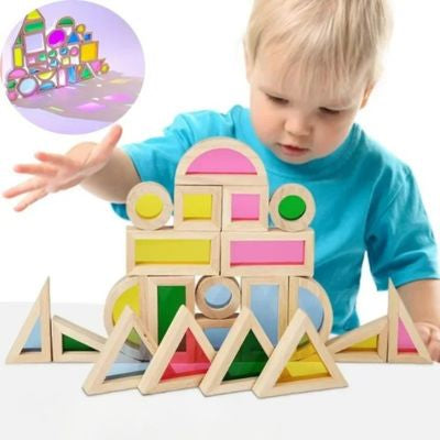 Blocs Sensoriels Arc-en-Ciel Montessori en Bois – LumiPlay™