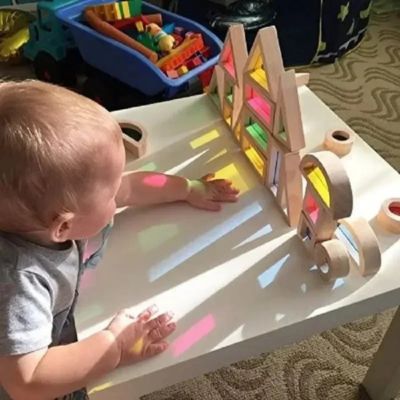 Blocs Sensoriels Arc-en-Ciel Montessori en Bois – LumiPlay™