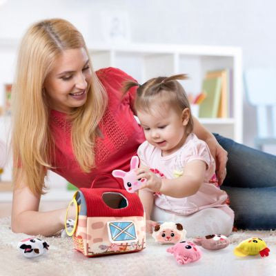 Boîte magique sensorielle Montessori – Jeu d’éveil animal en coton