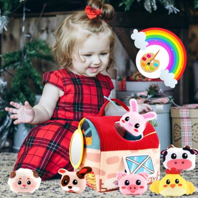 Boîte magique sensorielle Montessori – Jeu d’éveil animal en coton