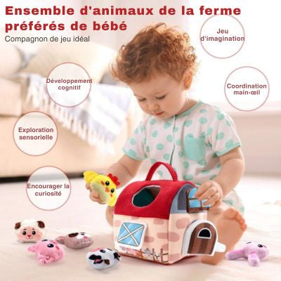 Boîte magique sensorielle Montessori – Jeu d’éveil animal en coton