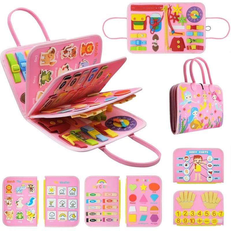 Livre Sensoriel Montessori 25-en-1 – Jouet Éducatif et Motricité Fine