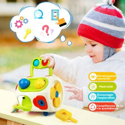 Cube d’Activité Montessori™ 9-en-1 – Busy Cube Sensoriel (1–3 ans)