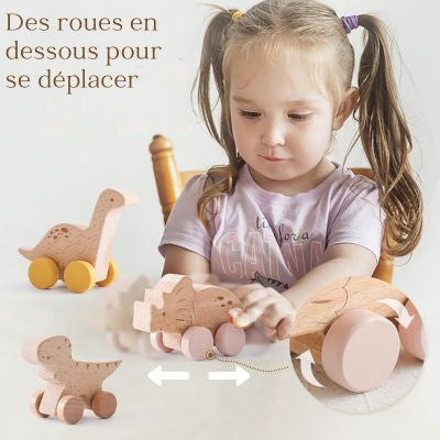 DinoCar™ – Mini Voitures Dinosaure en Bois Montessori