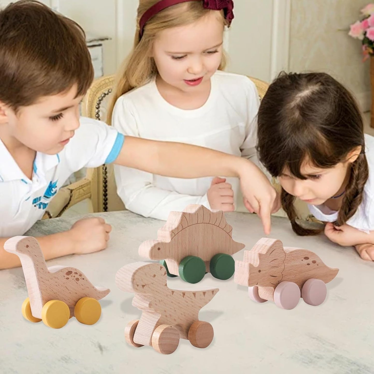 DinoCar™ – Mini Voitures Dinosaure en Bois Montessori
