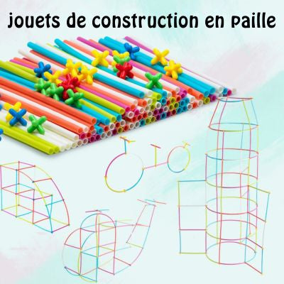 Détails des pailles et connecteurs FlexiBuild pour construction éducative