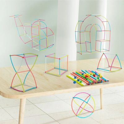 Jeu de construction FlexiBuild pour enfant avec tubes et connecteurs colorés