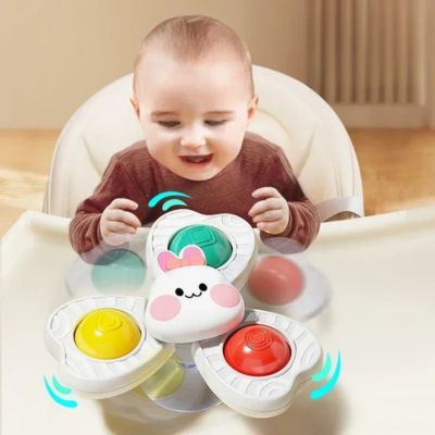 Jouet rotatif à ventouse Montessori pour bébé, fleur colorée avec boutons sensoriels, stimule la motricité fine et la coordination grâce à l’effet cause à effet
