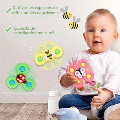 Jouets rotatifs à ventouse Montessori pour bébé favorisant la coordination main-œil et le développement de la réflexion, jouets sensoriels colorés pour l’éveil
