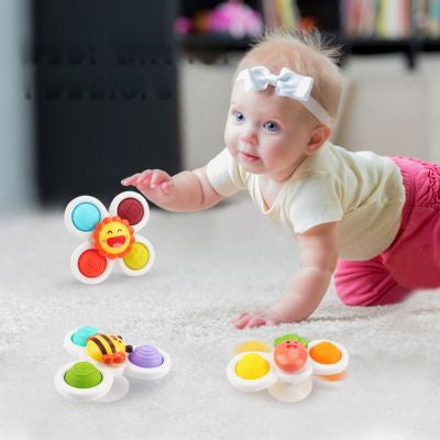 Jouets rotatifs à ventouse Montessori pour bébé, idée cadeau pour tout-petits avec jouets sensoriels colorés favorisant l’éveil et la motricité fine
