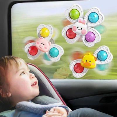 Jouets rotatifs à ventouse Montessori pour bébé fixés sur vitre de voiture, jouets sensoriels colorés pour occuper bébé pendant les trajets et stimuler la motricité fine
