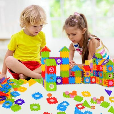 Kit de construction Montessori avec blocs colorés pour construire maisons, cabanes et châteaux, jouet éducatif stimulant la créativité, la logique et la motricité fine chez les enfants