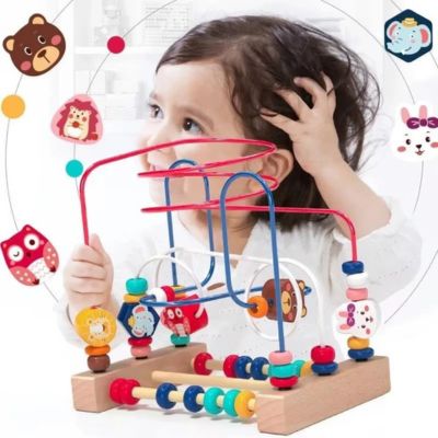 Labyrinthe de perles en bois Montessori pour bébé, jouet d’éveil favorisant la motricité fine, la coordination main-œil, la logique et la concentration par le jeu