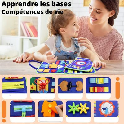 Livre Sensoriel Montessori 25-en-1 – Jouet Éducatif et Motricité Fine