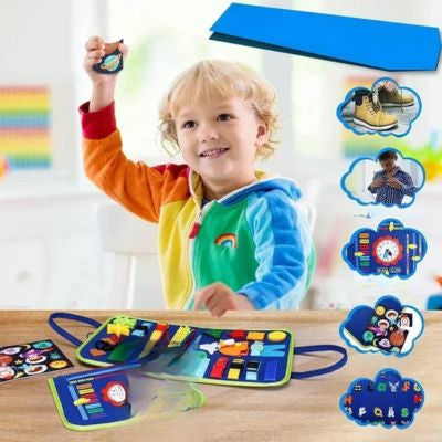 Livre sensoriel Montessori pour enfant développant l’autonomie, la motricité fine et les compétences de la vie quotidienne grâce à des activités ludiques