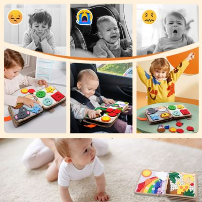 Livre sensoriel Montessori pour bébé utilisé à la maison et en voyage, idéal pour calmer l’enfant et stimuler la motricité fine, la concentration et l’éveil sensoriel
