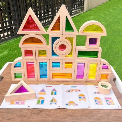 Blocs Sensoriels Arc-en-Ciel Montessori en Bois – LumiPlay™