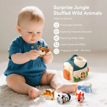 Boîte magique sensorielle Montessori – Jeu d’éveil animal en coton