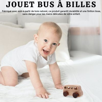 Petit Bus Montessori en Bois | Jouet d’Éveil Naturel & Motricité Fine