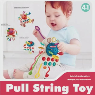Jouet Sensoriel Hibou Montessori – Corde de Traction & Dentition Bébé
