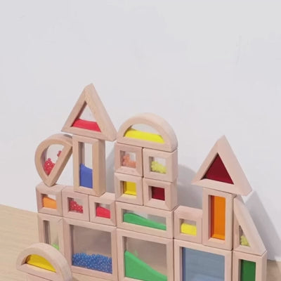 Blocs Sensoriels Arc-en-Ciel Montessori en Bois – LumiPlay™