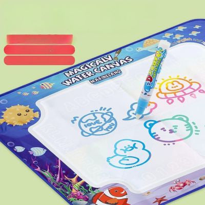 Tapis de dessin à l’eau magique avec stylo inclus, water canvas réutilisable permettant aux enfants de dessiner et colorier sans encre
