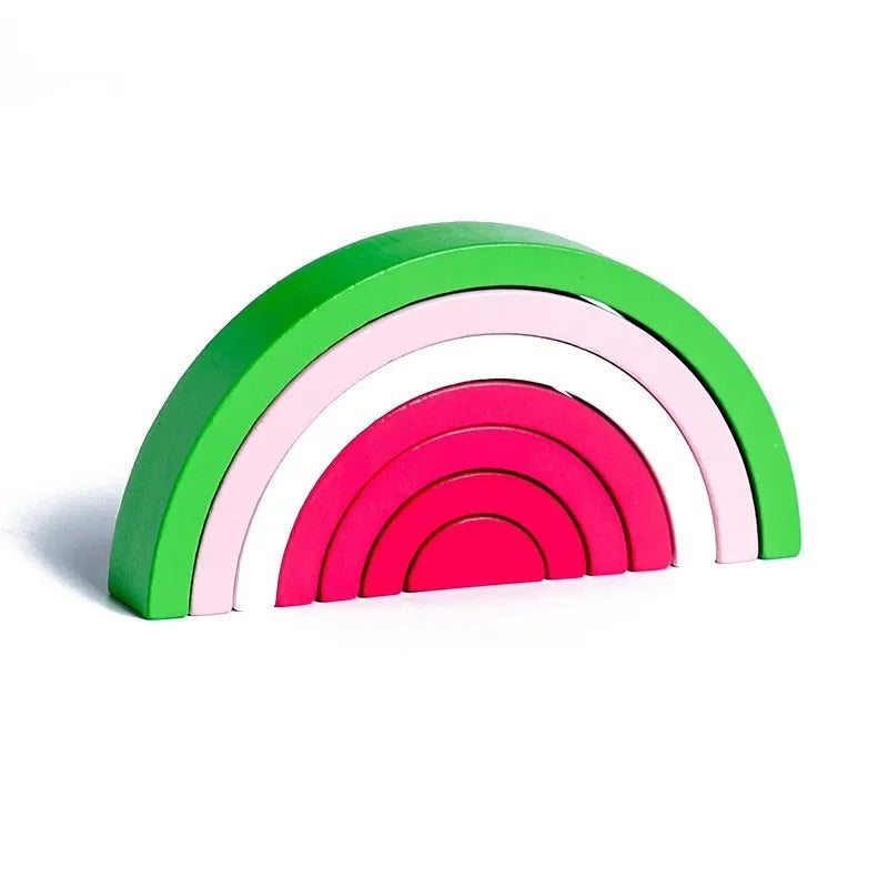 Jeu arc-en-ciel en bois Montessori facile à prendre en main pour bébé, jouet de construction coloré favorisant la manipulation, la motricité fine et l’éveil par le jeu libre
