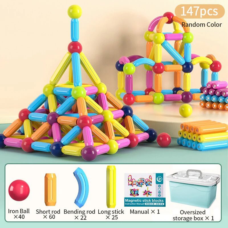Kids Magnetic Construction Set Magnetic Balls Stick Building Blocks Montessori Educational Toys For Children Gift - BB e MAMAN AMBRO