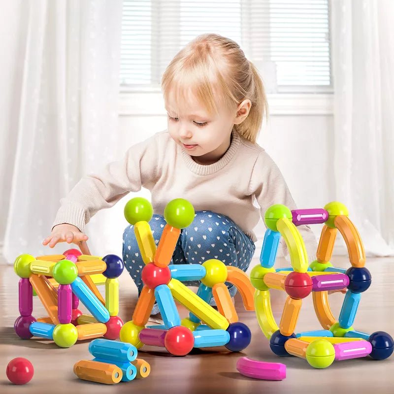 Kids Magnetic Construction Set Magnetic Balls Stick Building Blocks Montessori Educational Toys For Children Gift - BB e MAMAN AMBRO
