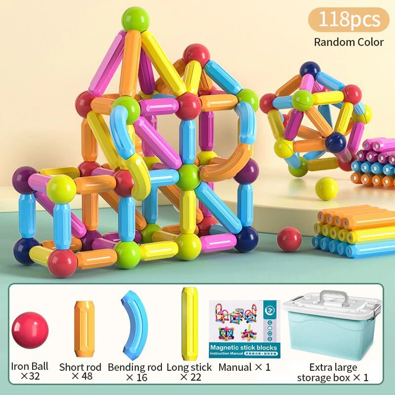 Kids Magnetic Construction Set Magnetic Balls Stick Building Blocks Montessori Educational Toys For Children Gift - BB e MAMAN AMBRO