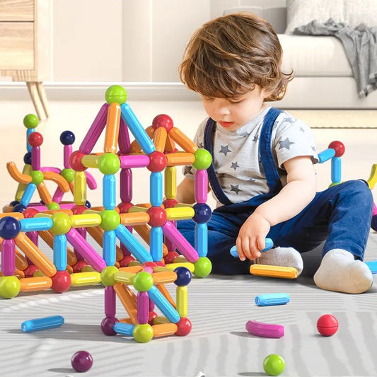 Kids Magnetic Construction Set Magnetic Balls Stick Building Blocks Montessori Educational Toys For Children Gift - BB e MAMAN AMBRO